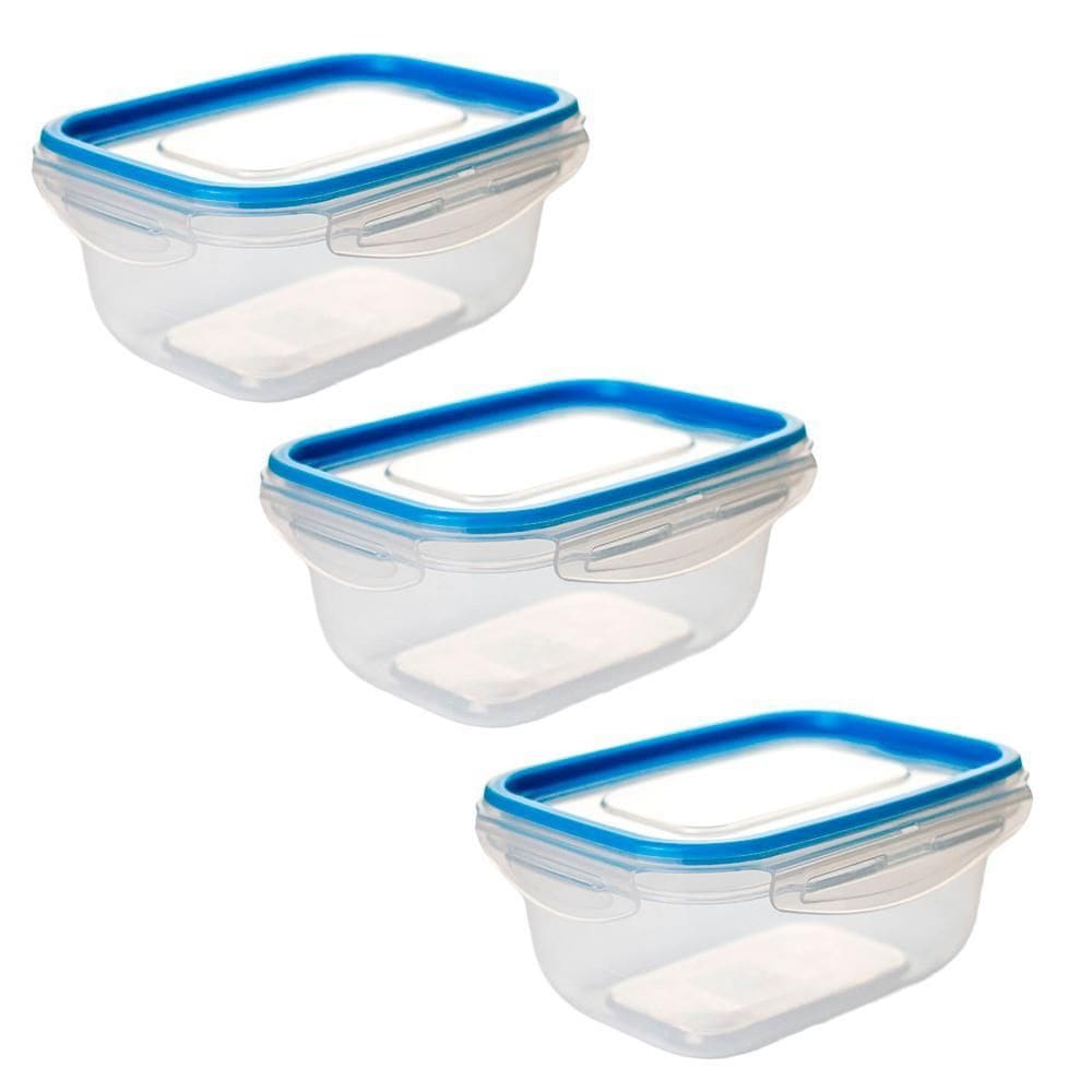 Potes Herméticos De Plástico 1L 3 Peças Azul Tritec