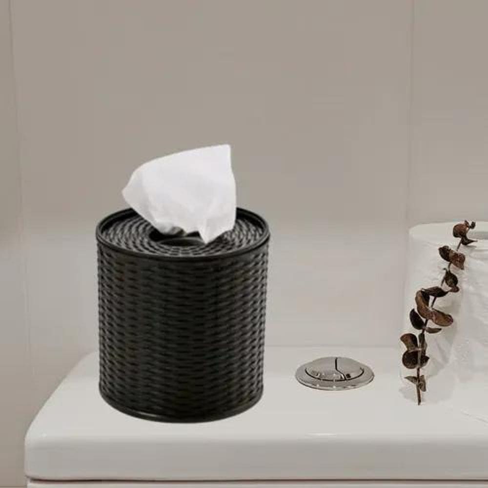 2X Porta Guardanapos Rolo Papel Higiênico Redondo Preto Ratt