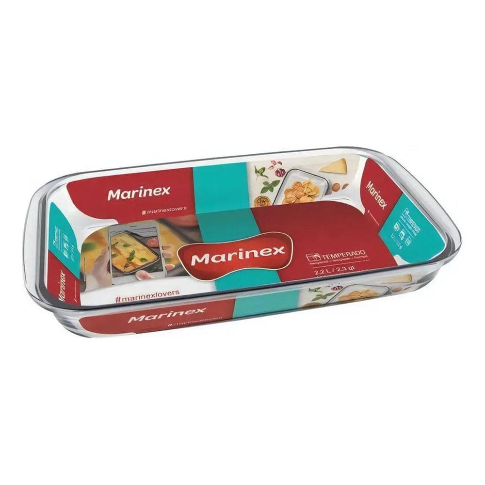 2X Travessa De Vidro Marinex Retangular Média 2,2 Litros Nad