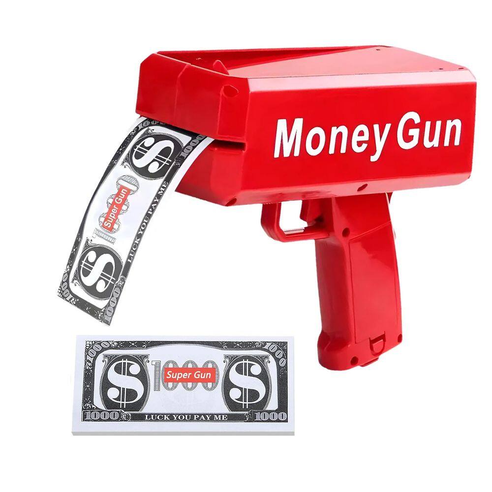 Lança Notas Dinheiro Lançador Brinquedo Money Gun Festa Aniversario Casamento 15 Anos Comemoraçao Balada Evento