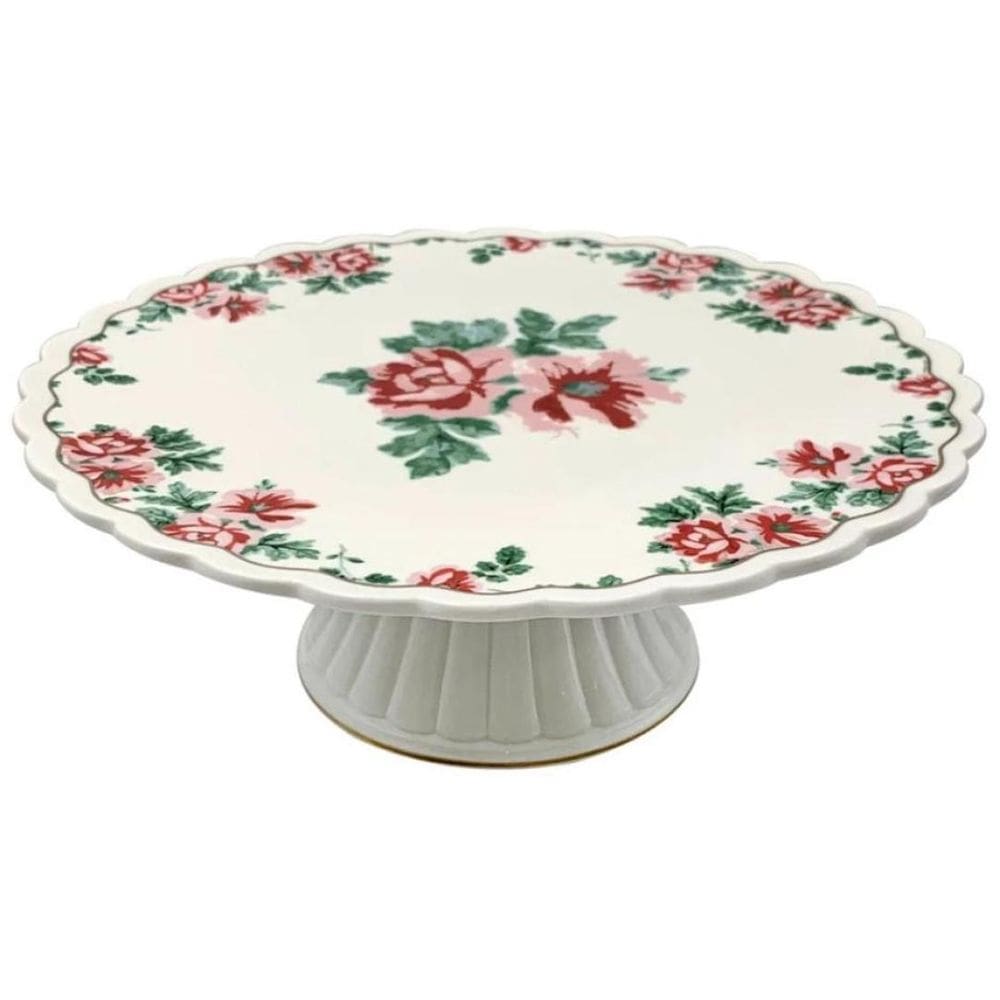 Prato Para Bolo Com Espatula Em Porcelana New Bone