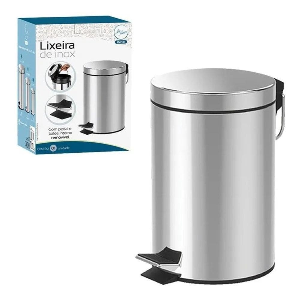 10X Lixeira Em Inox Com Pedal E Balde Interno 3 Litros 1105