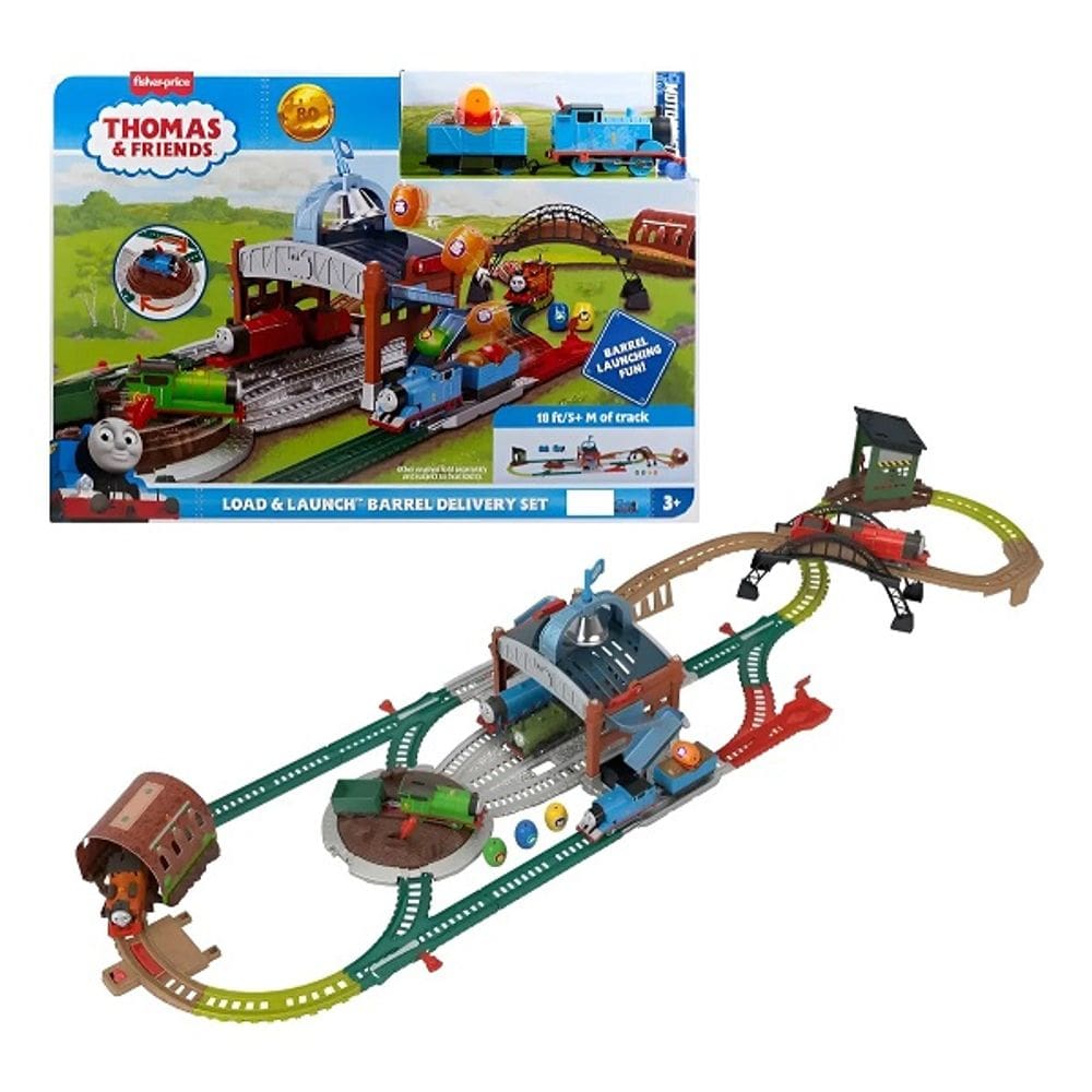 Thomas E Seus Amigos Pista Entrega de Barris carregar e lançar – 5 Metros de Pista - Locomotiva Motorizada - Mattel