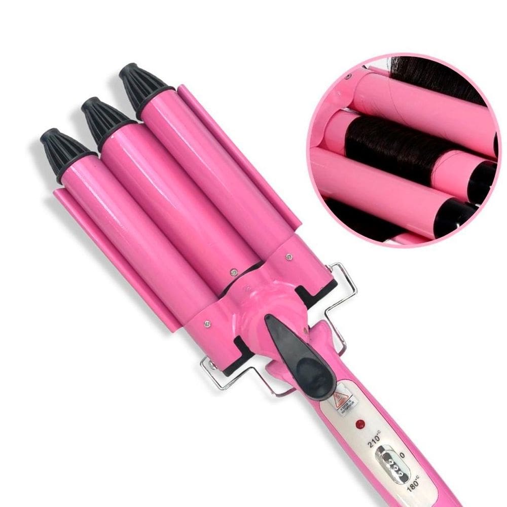 Cacheador Tri-Ondas Rosa Bivolt 25Mm Cabelos De Sereia Cerâmica