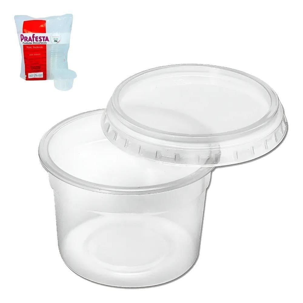 2X Pote Redondo Descartável 350Ml Tampa Microondas Freezer 2