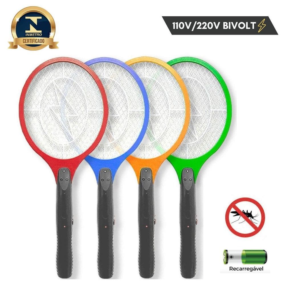 Raquete Elétrica Recarregável Bivolt Para Insetos Eficaz