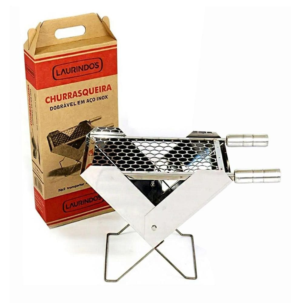 Churrasqueira Dobrável Inox Portátil Pesca Camping Praia