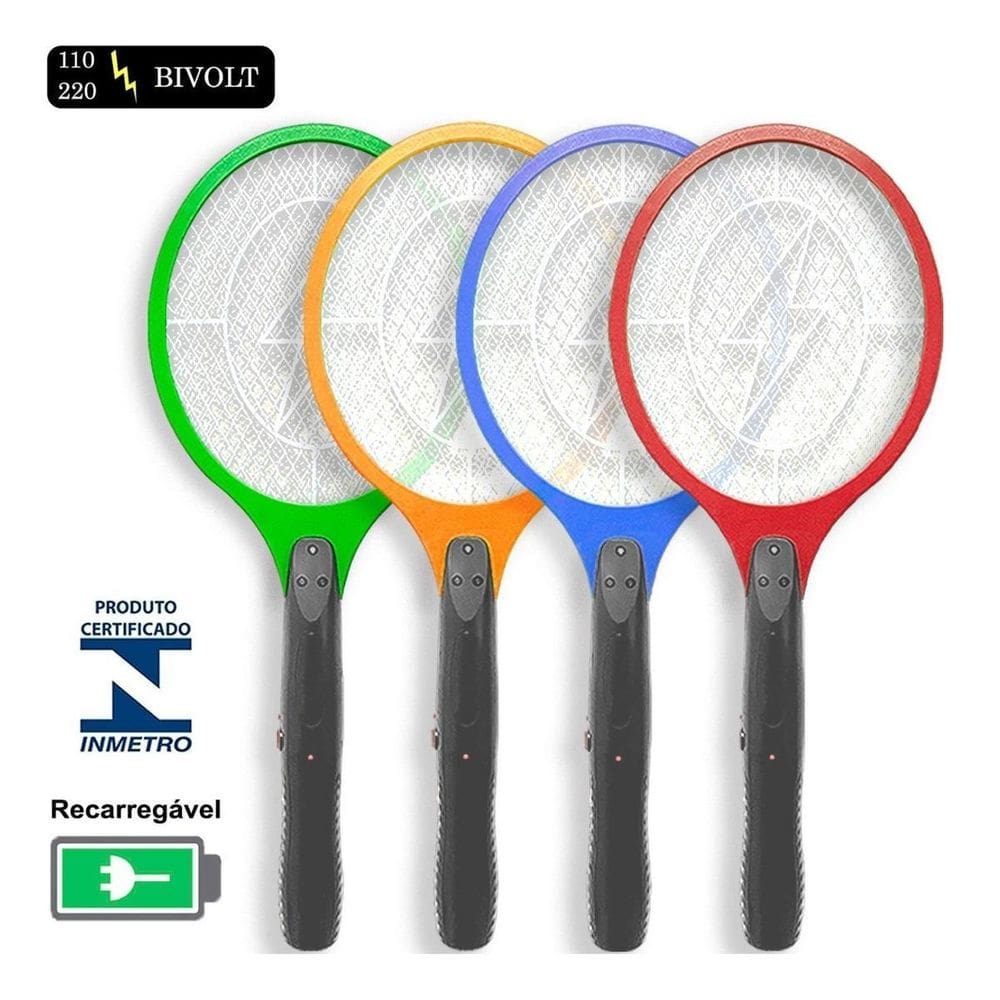 Raquete Elétrica Recarregável Mata Mosca E Pernilongo Bivolt