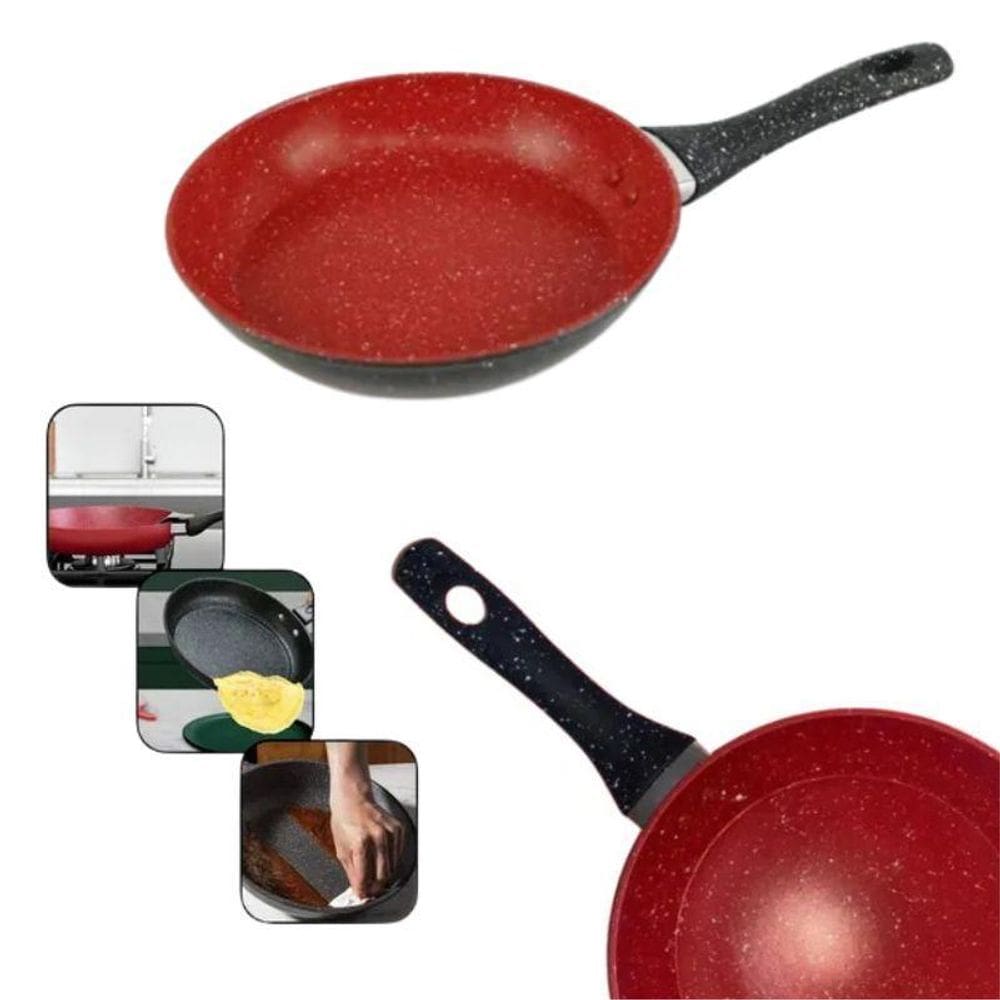 Frigideira Em Alumínio 22Cm Vermelha Antiaderente Baquelite