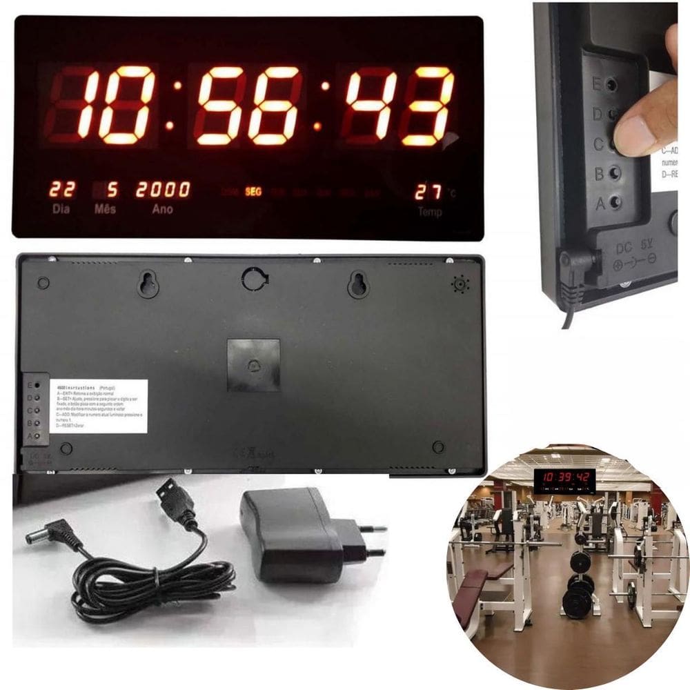 Relógio Digital Led Grande Controle Ginásio