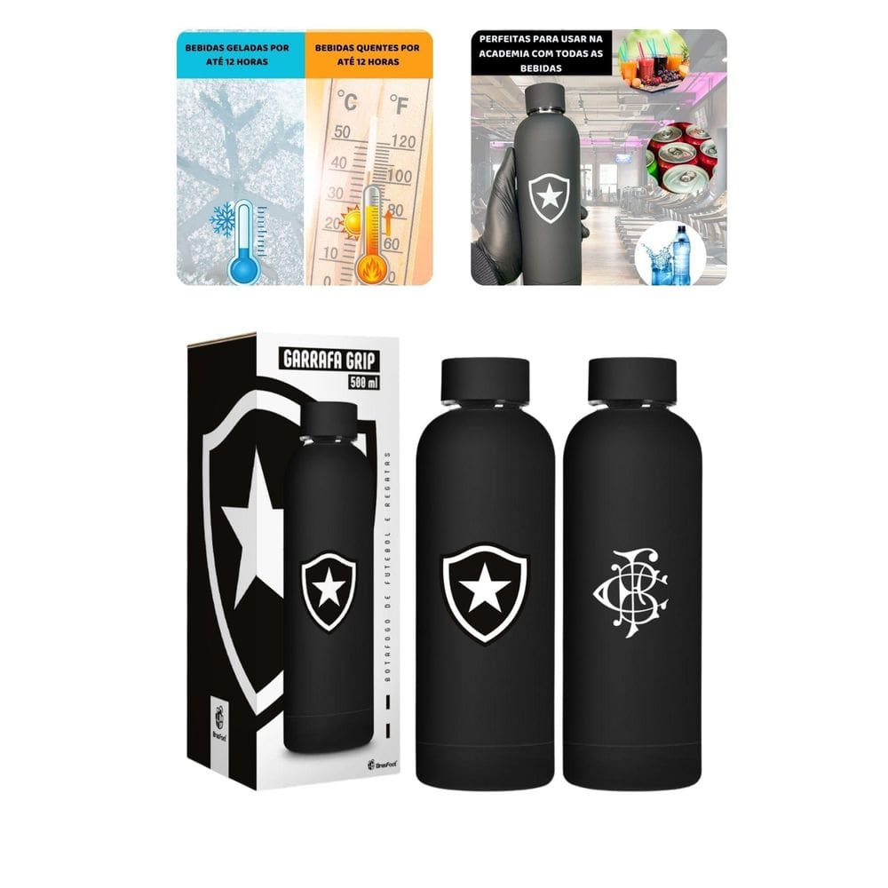 Garrafa Térmica Emborrachado Grip 500Ml Água Quente Frio