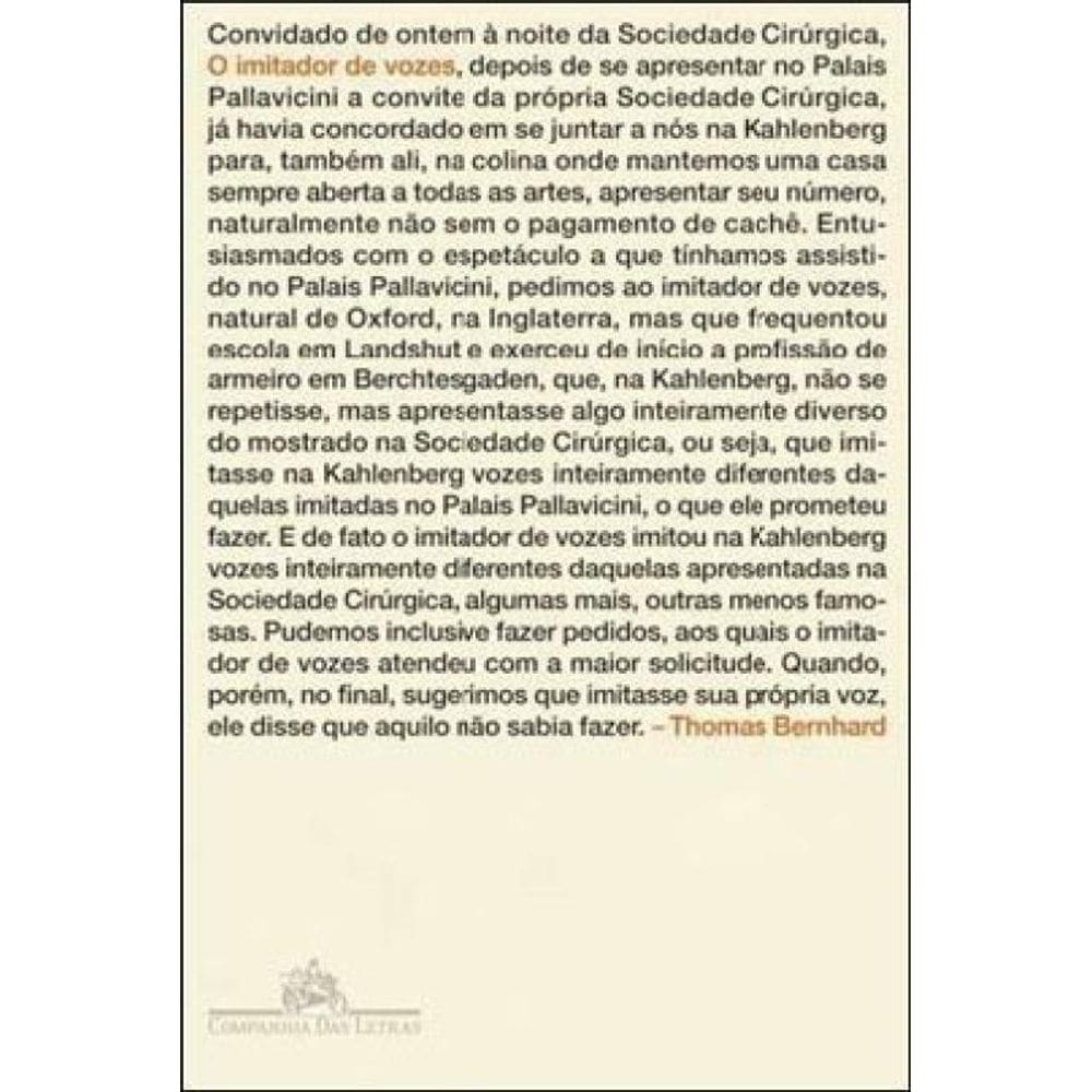 O Imitador De Vozes