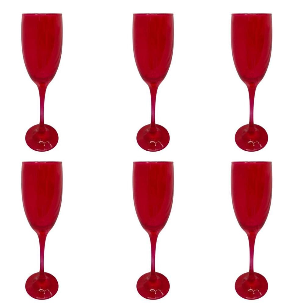 Conjunto 6 Taças Vidro Vermelha Champanhe 190 Ml Nadir