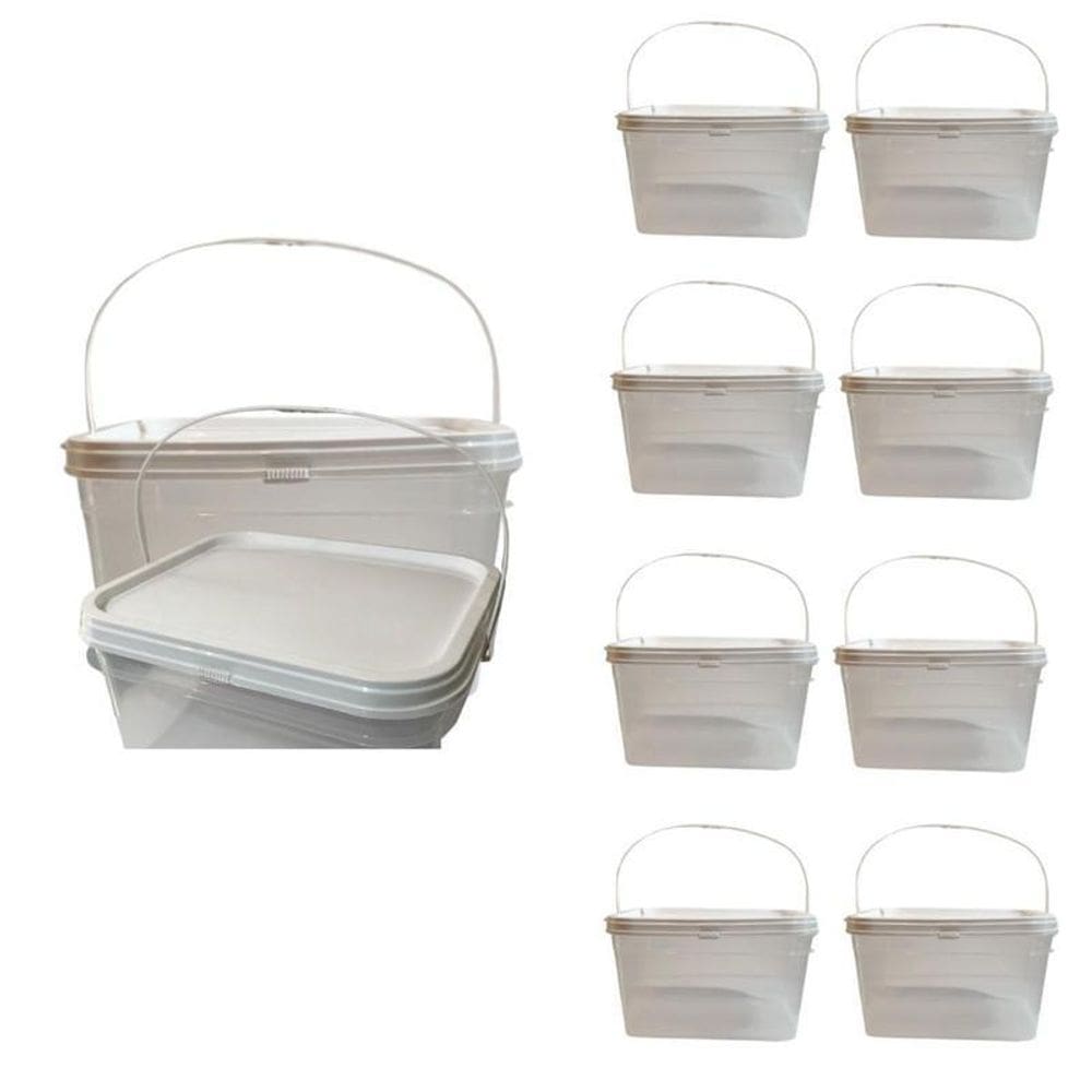 Balde De Plastico 2.4L Transparente-Kit 8 Pçs