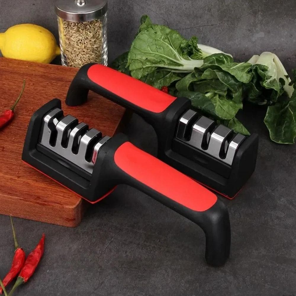 Amolador De Facas Vermelho Afiador Inox