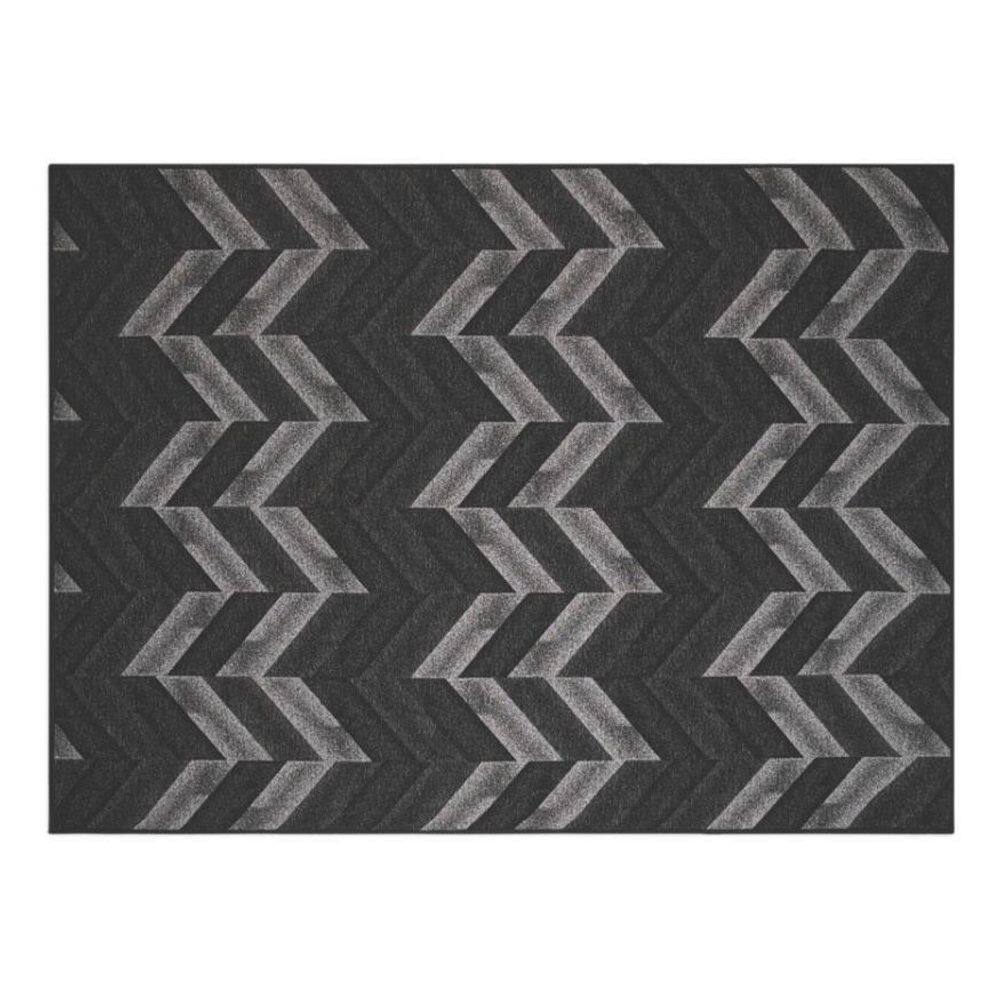 Tapete Sala 100X150Cm Funcional Vitral 50 Preto Sem Pelo