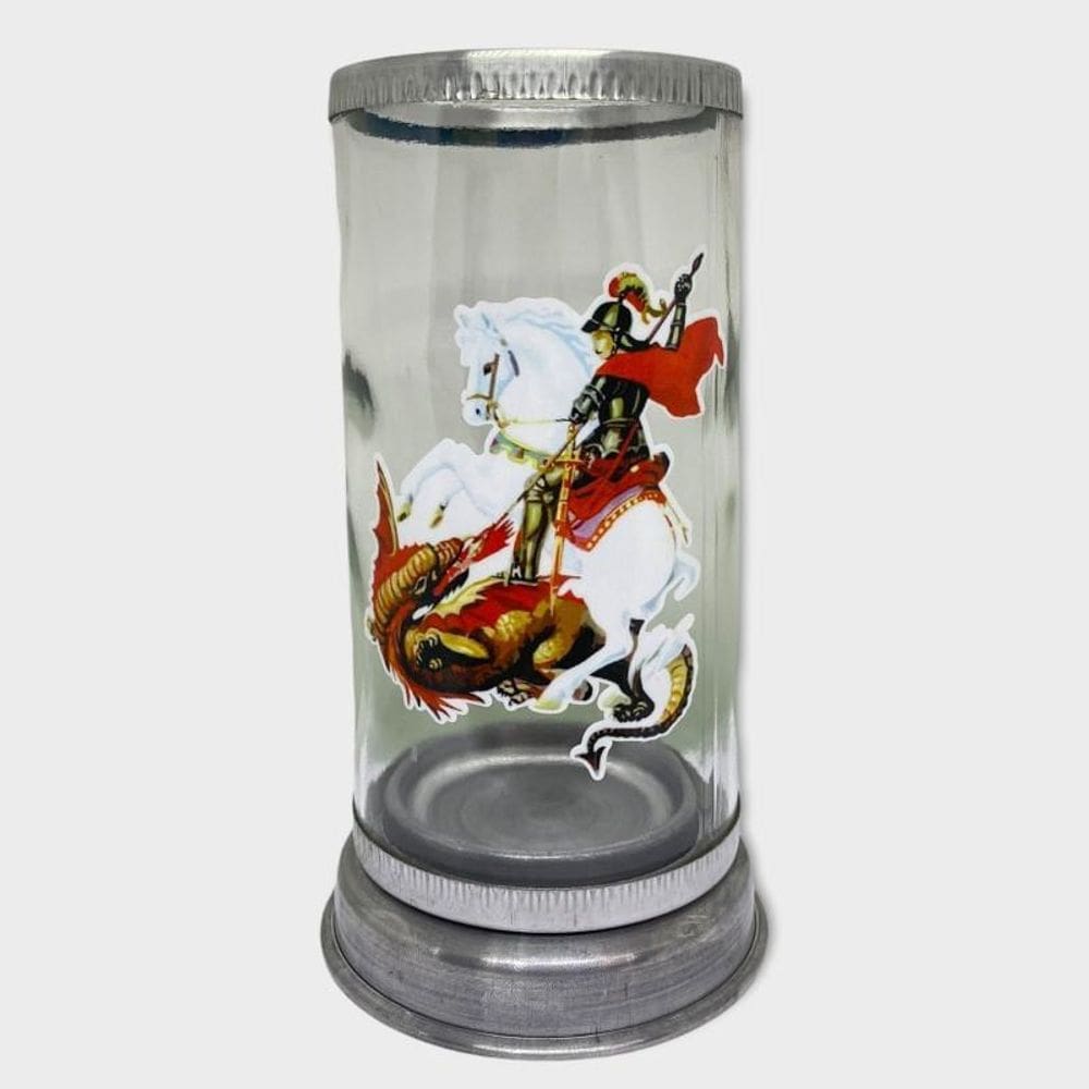 Suporte Vela 7 Dias São Jorge 18Cm Em Vidro- Escolha A Cor