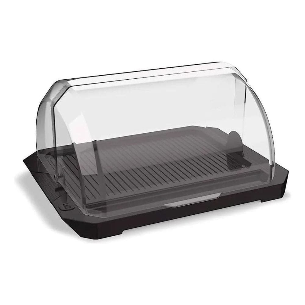 2X Porta Pão Acrílico Com Tampa Transparente Premium Preto U