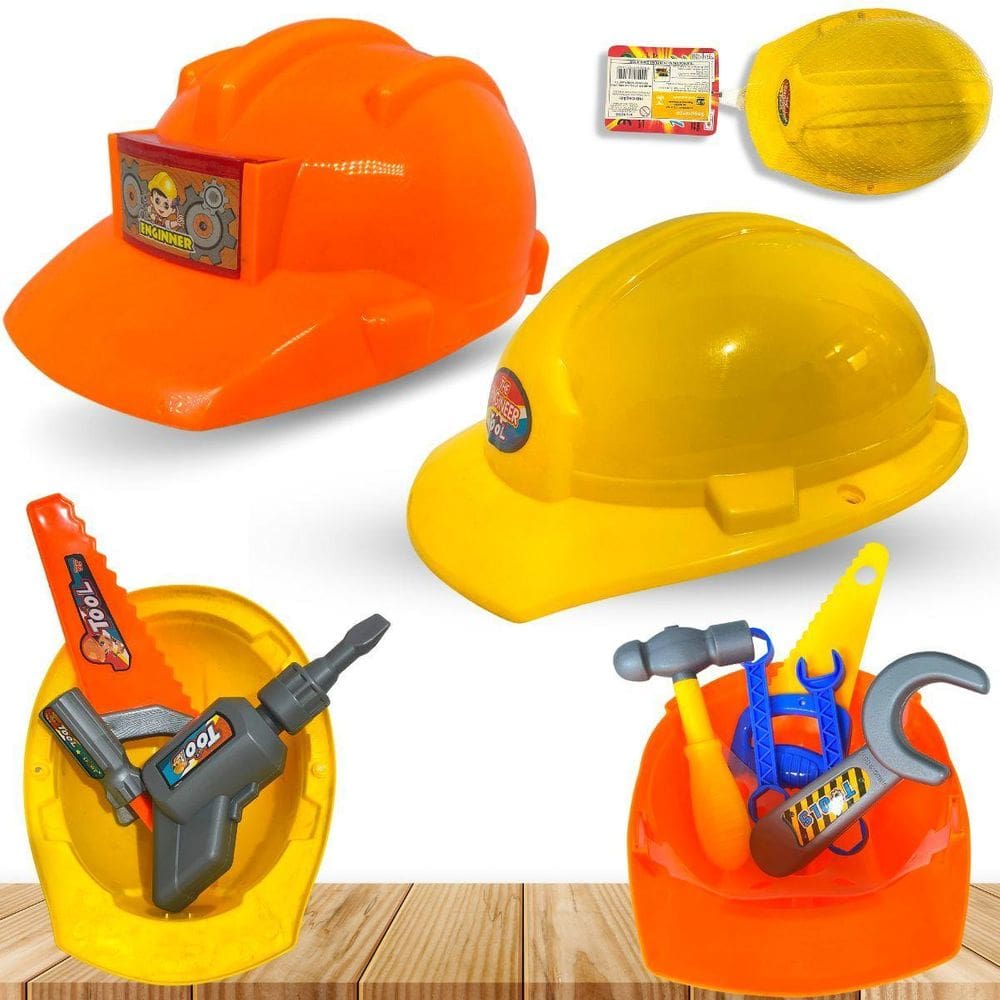 Kit Brinquedo Infantil Construção - Capacete Amarelo