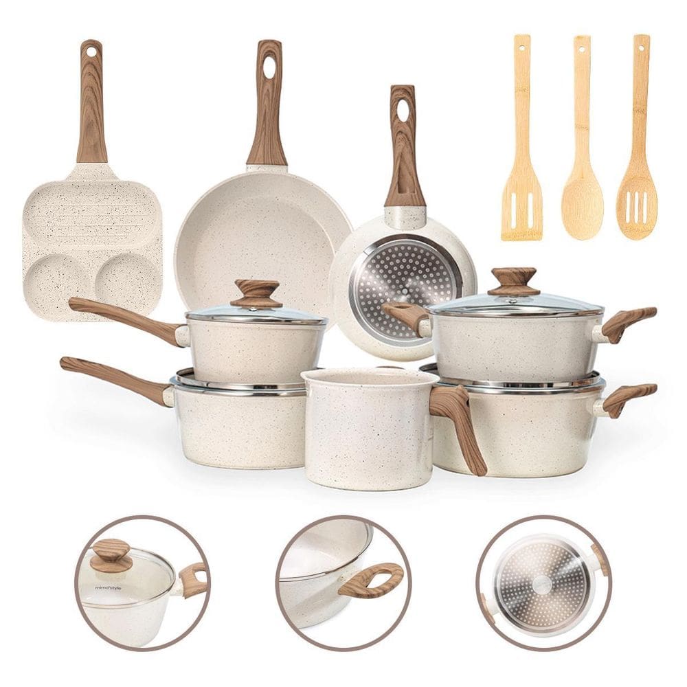 Jogo De Panelas 11 Pç Indução Revestimento Cerâmico- Vanilla