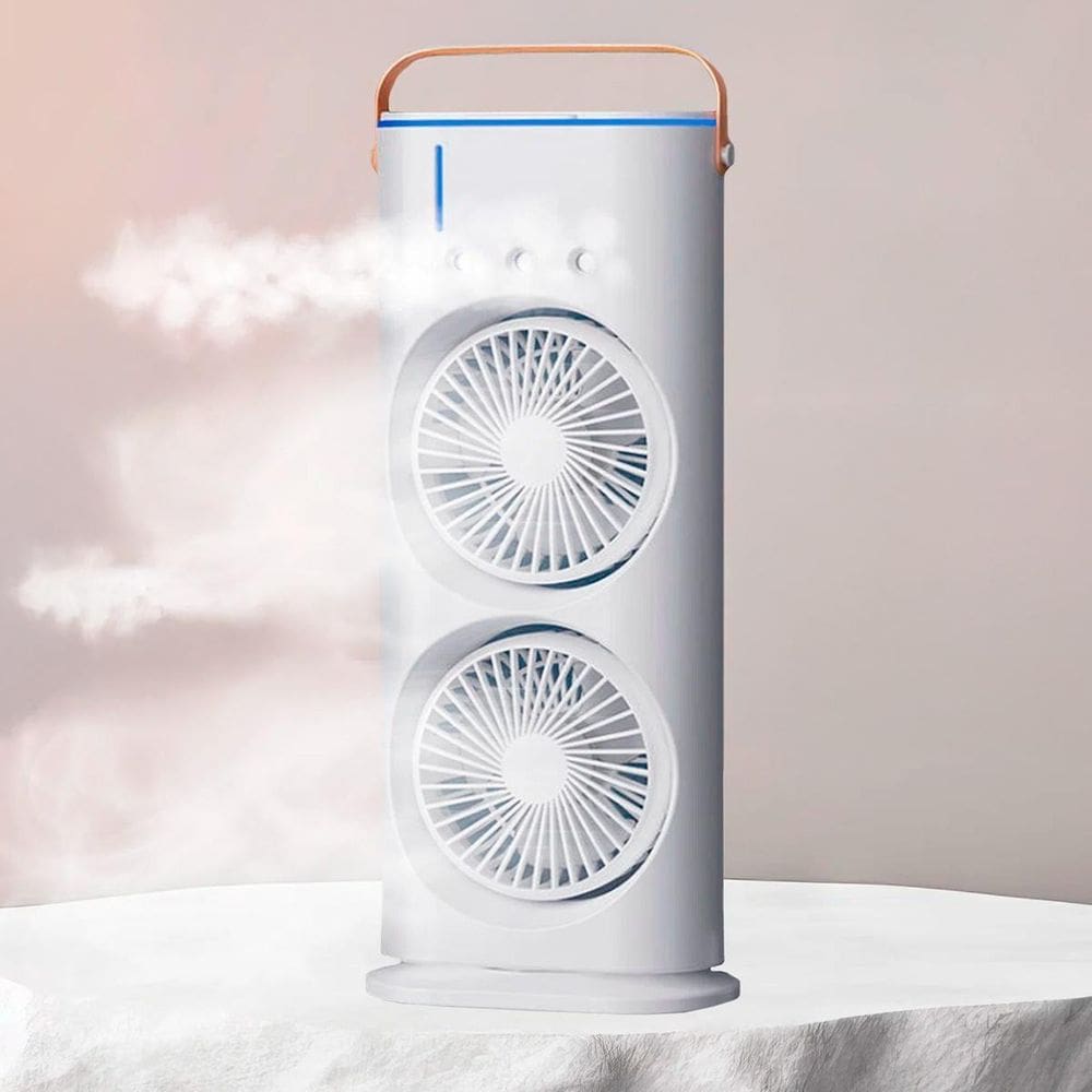 Ventilador Usb Potente Torre Duplo Mesa Led Umidifica