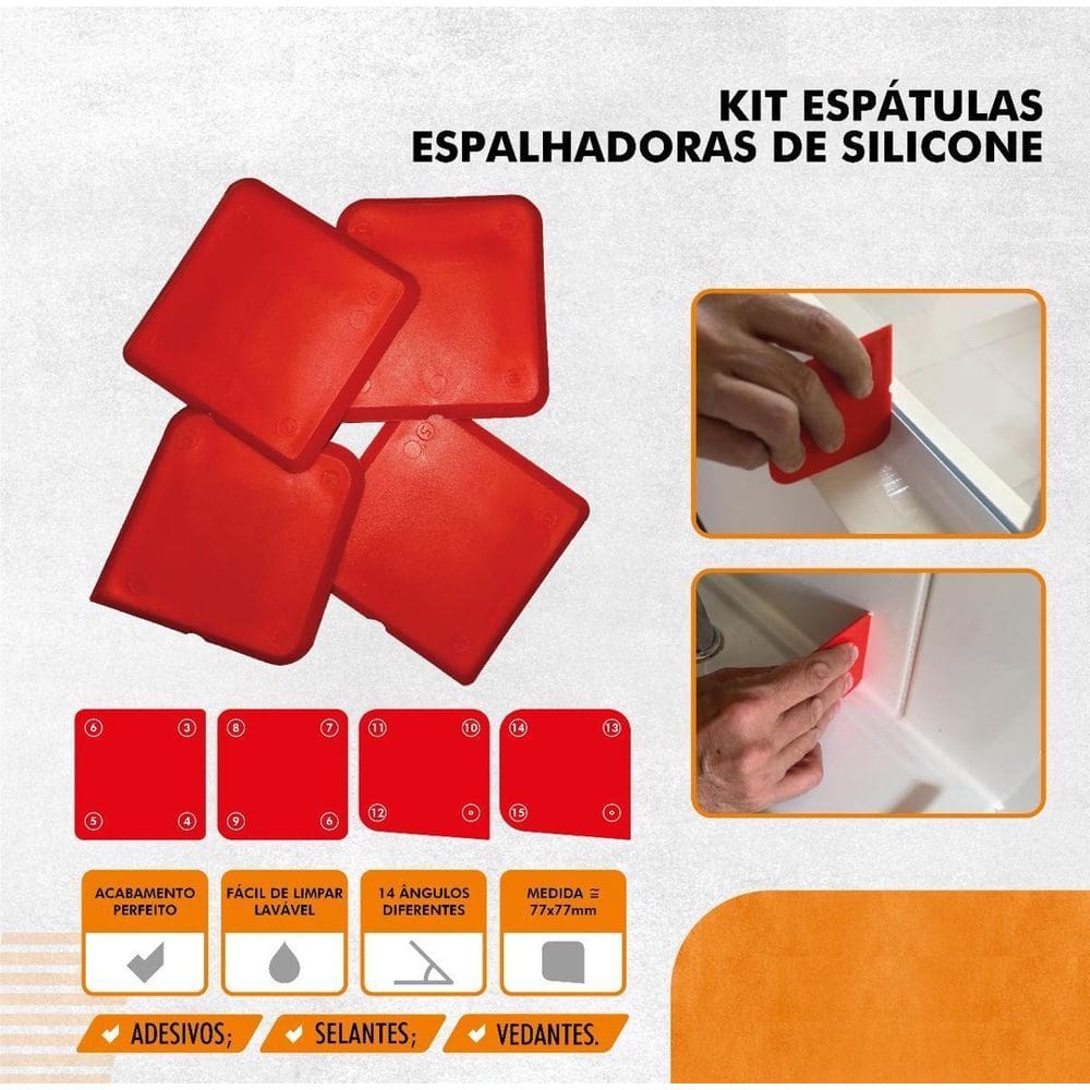 04 Espátulas Espalhadora De Silicone Acabamento Impecável