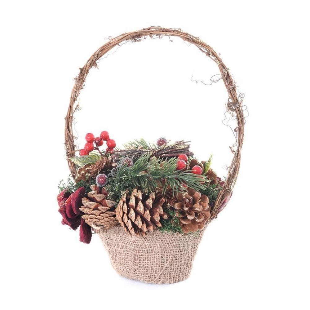 Cesto Natural Alça Decorativo 22X31Cm Decoração De Natal