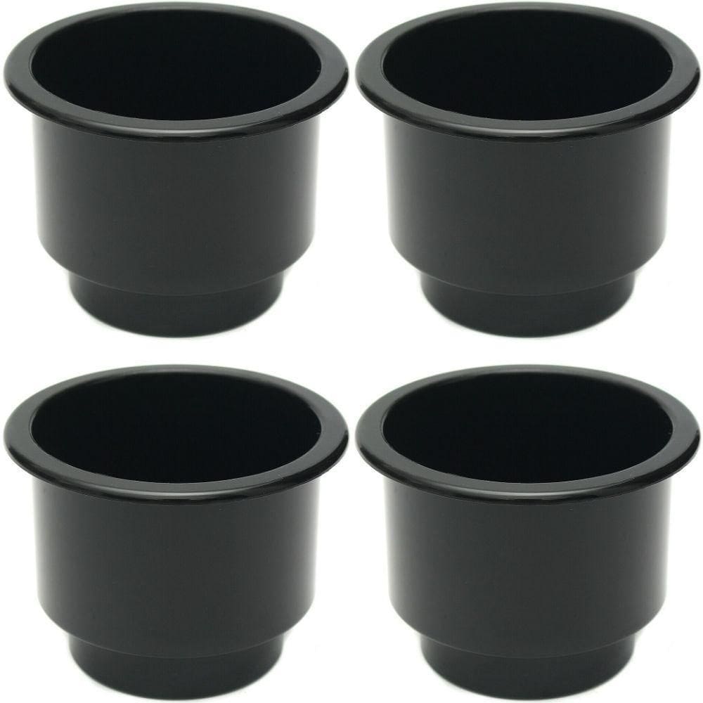 Kit 4 Porta Copo Em Pvc Preto De Embutir