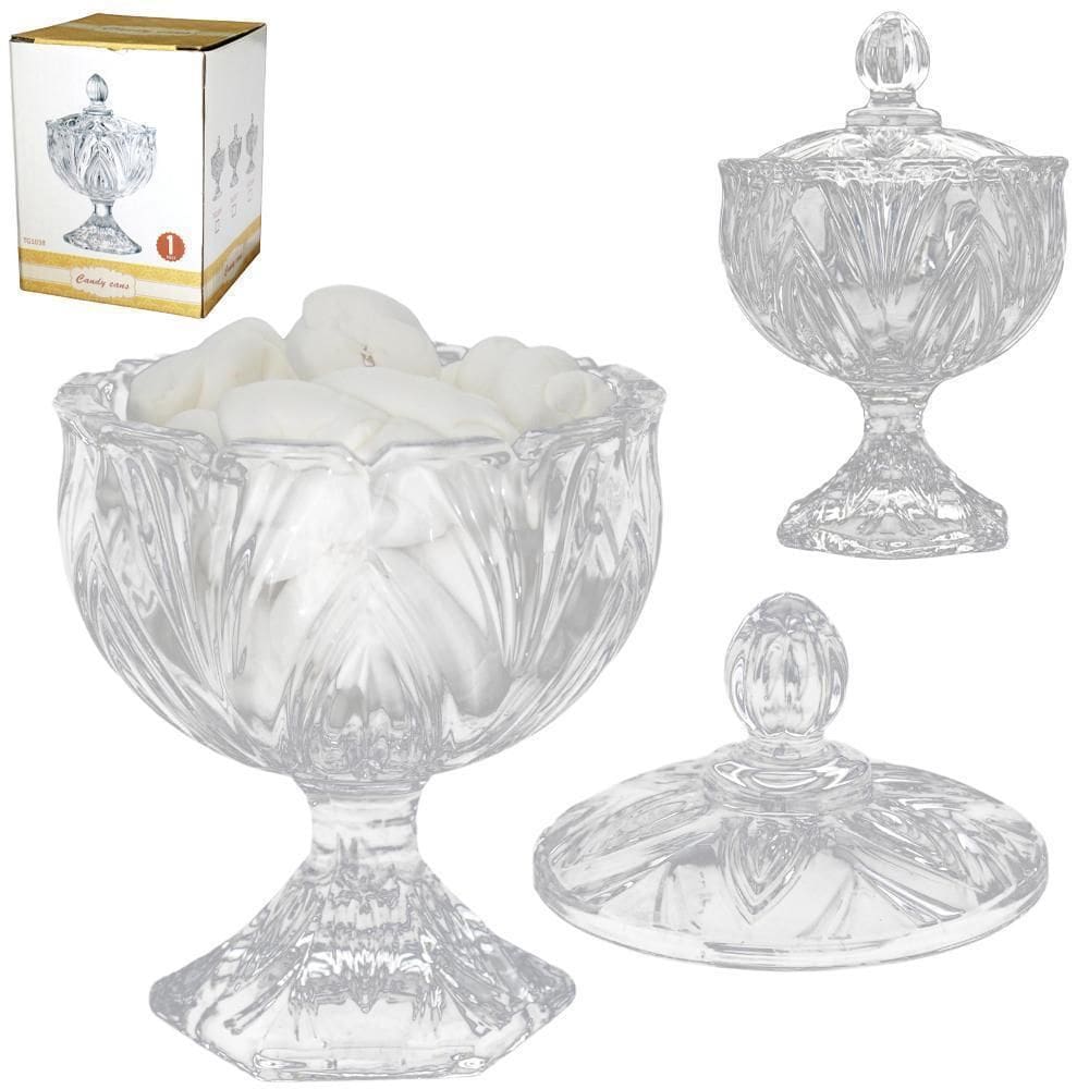 Bomboniere De Vidro Com Tampa Cande Cans 14X9,5Cm De