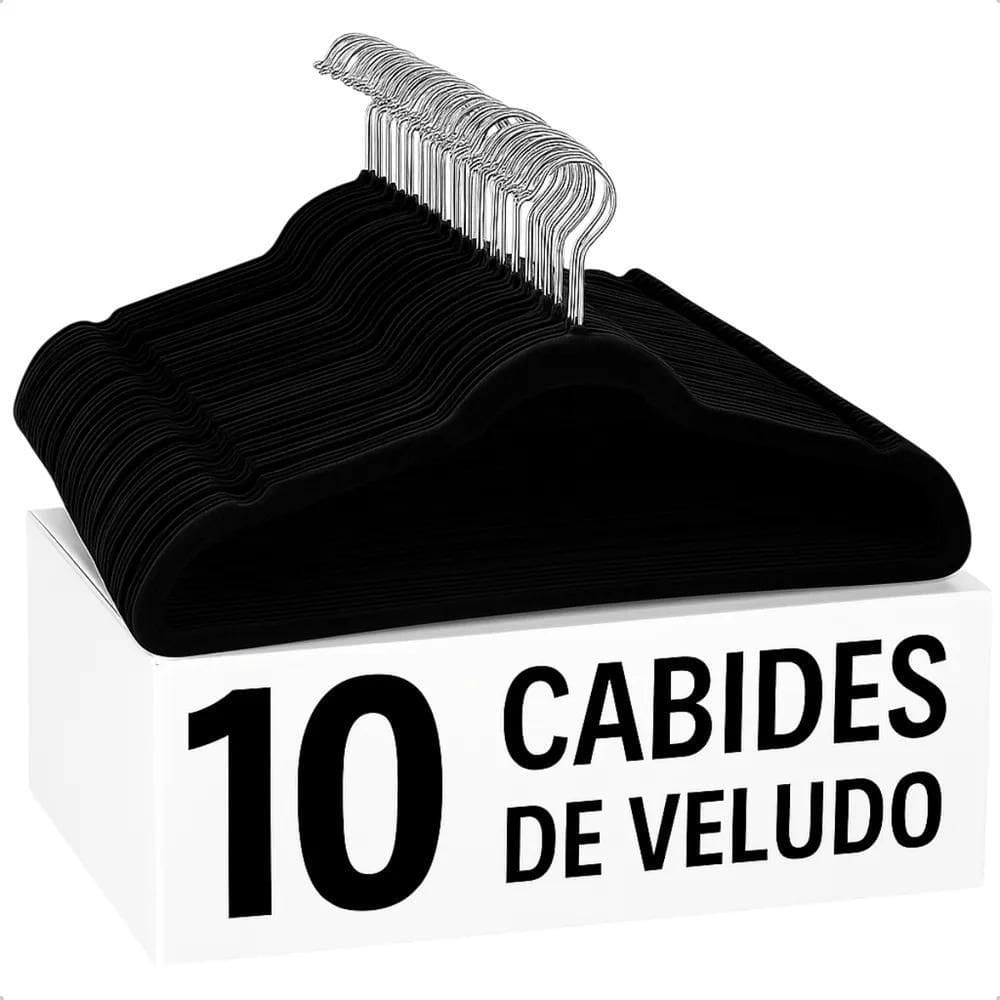2X Kit Cabides Veludo De Roupa Antideslizante Slim Adulto 10