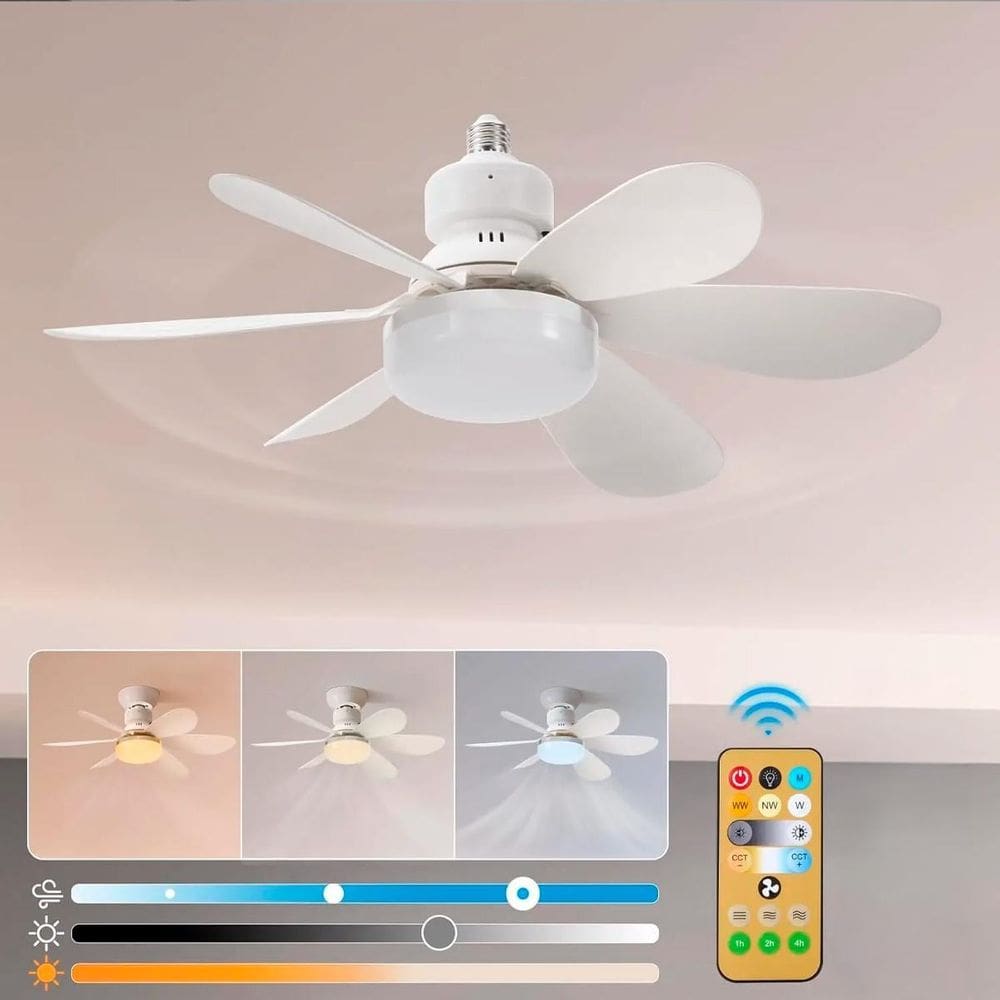 Ventilador De Teto 6 Pás Bivolt Controle Lâmpada Silencioso