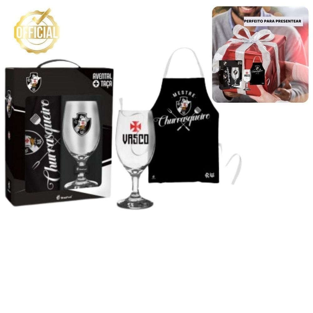Kit Taça 330Ml Vinho Cerveja+ Avental Poliéster Cozinha