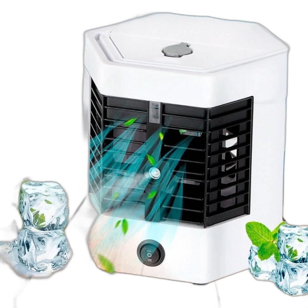 Mini Ar Condicionado Portátil Usb Com Luz Led E Ventilador