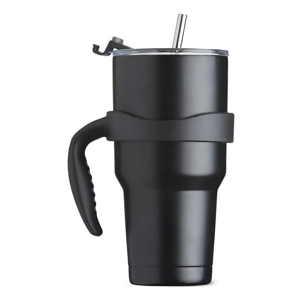 Caneca Térmica Inox 800Ml Com Canudo E Duas Tampas Preto