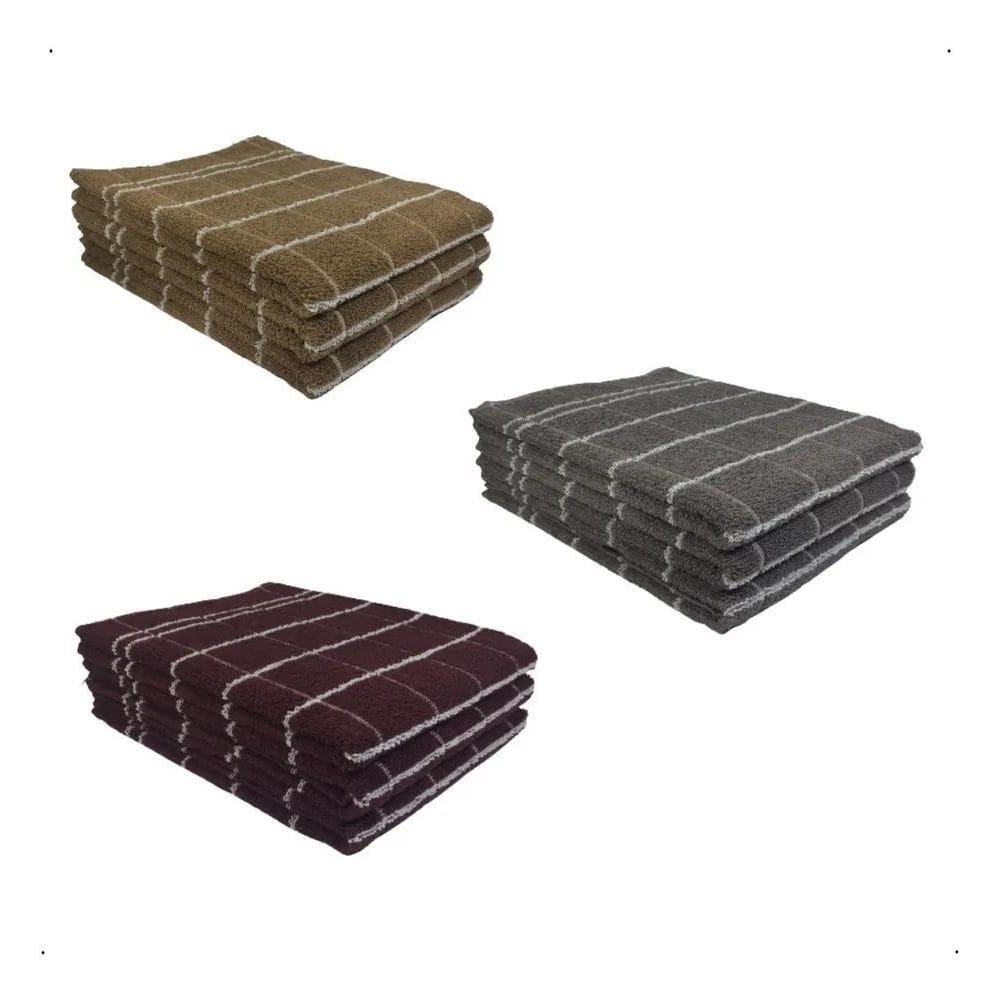 2X 6 Panos De Prato Felpudo Teka Chef Cores Escuras 2 Cada C