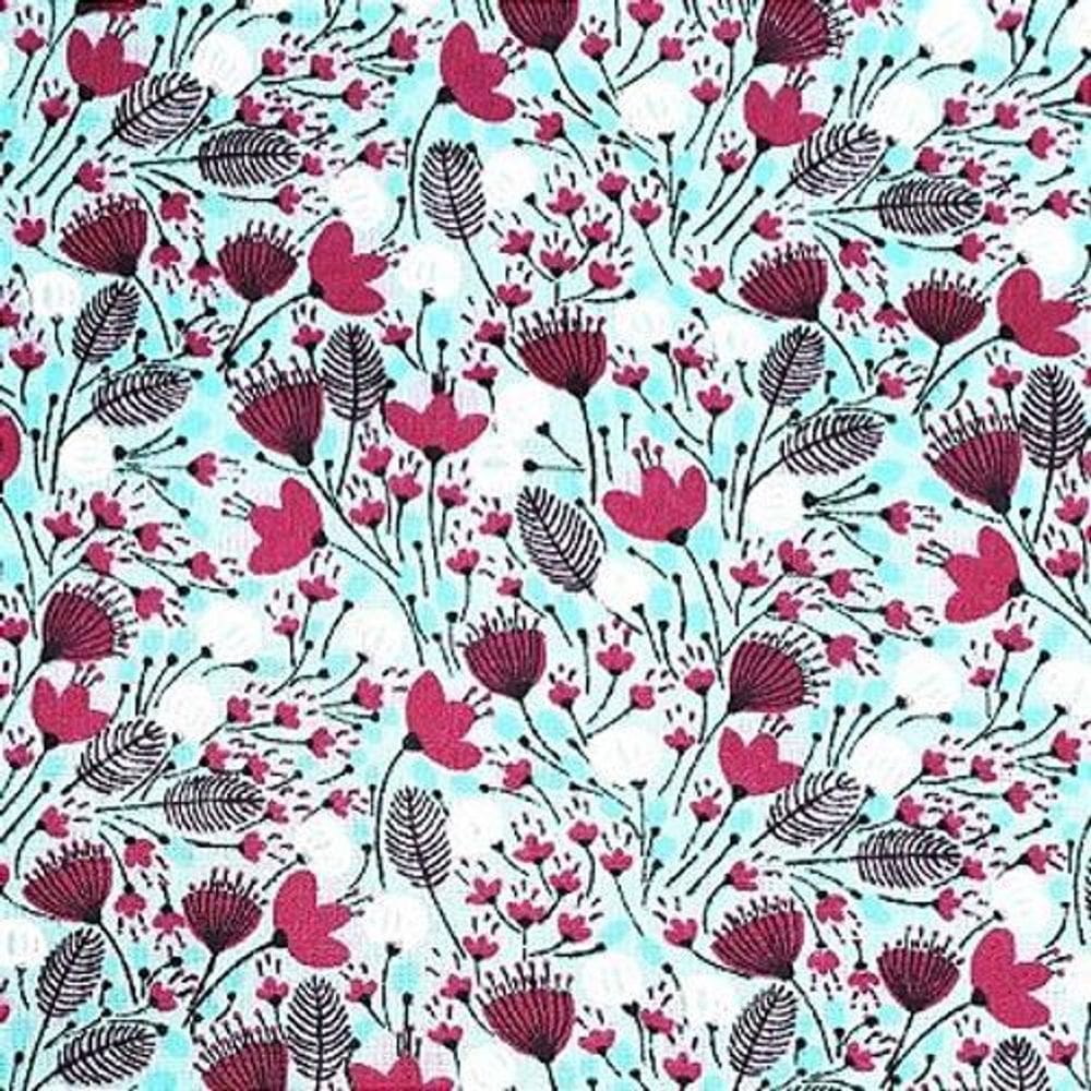 Kit 4 Guardanapos De Tecido Algodão Cerrado Azul 39Cmx39Cm