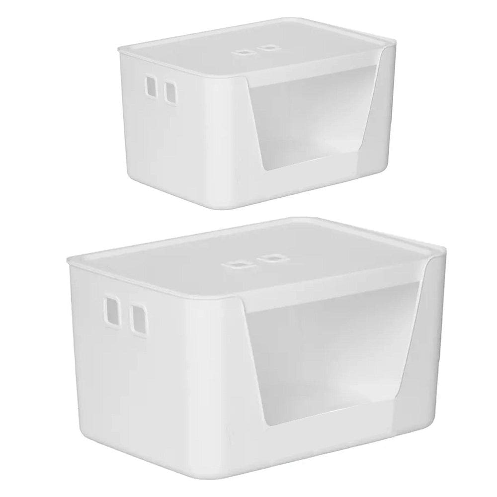 Kit 2 Caixa Organizadora Grande E Média Com Tampa Branco