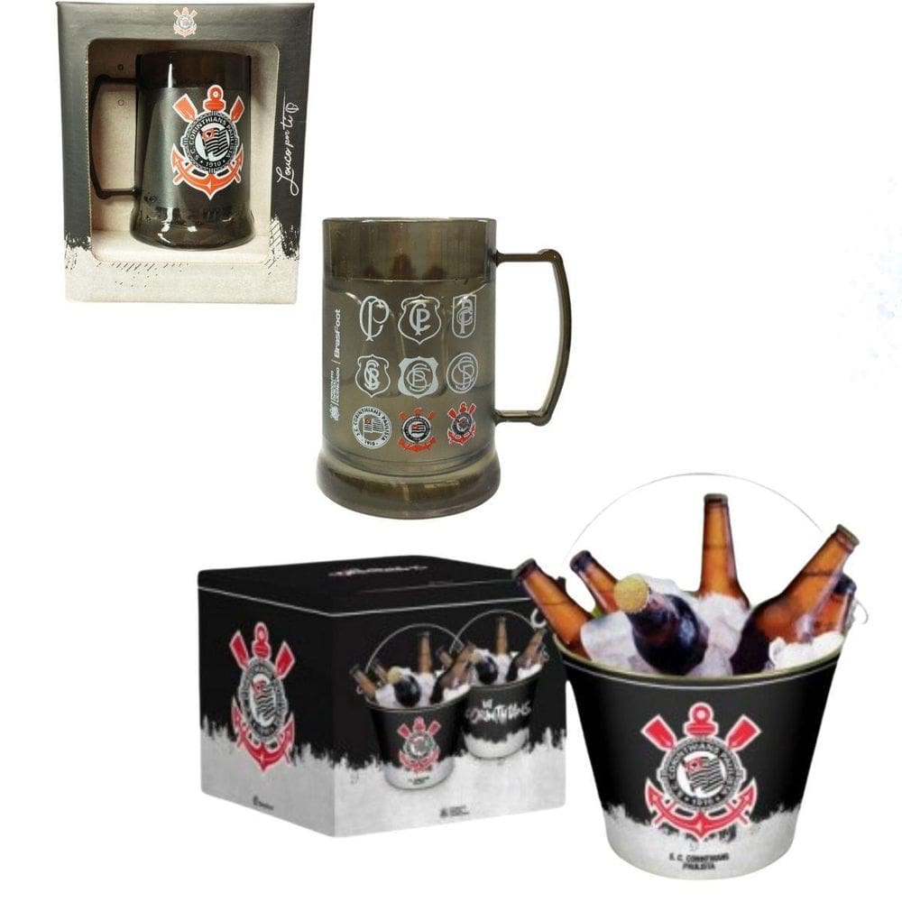 Kit Balde Alumínio Gelo Alça Reforçado +Copo Caneca Gel