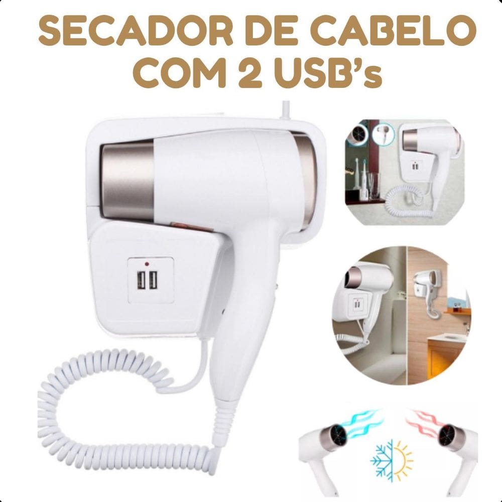 Secador De Cabelo Fixo Branco Compacto 220V