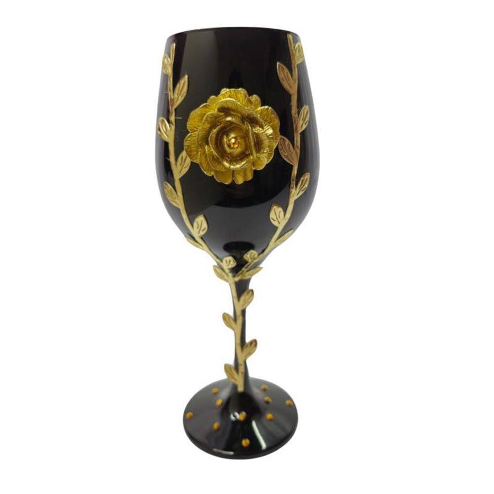 Taça Preta Pomba Gira Rosa Dourada + Presente