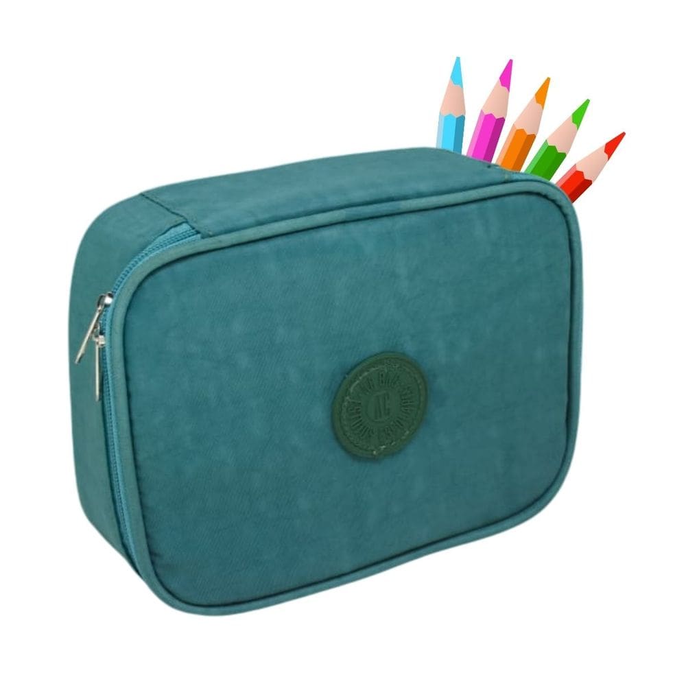 Estojo Box Escolar Grande Verde 36 Espaços Organizador Lápis