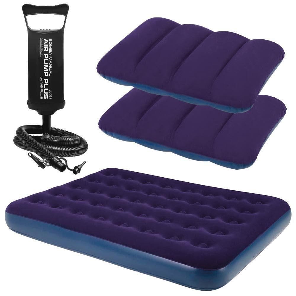 Colchão Casal Inflável Com Bomba Manual E 2 Travesseiros Vg Plus