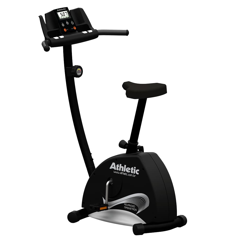 Bicicleta Vertical Athletic Advanced Magnetron 8 níveis magnéticos Suporta 140kg Monitor 16 funções