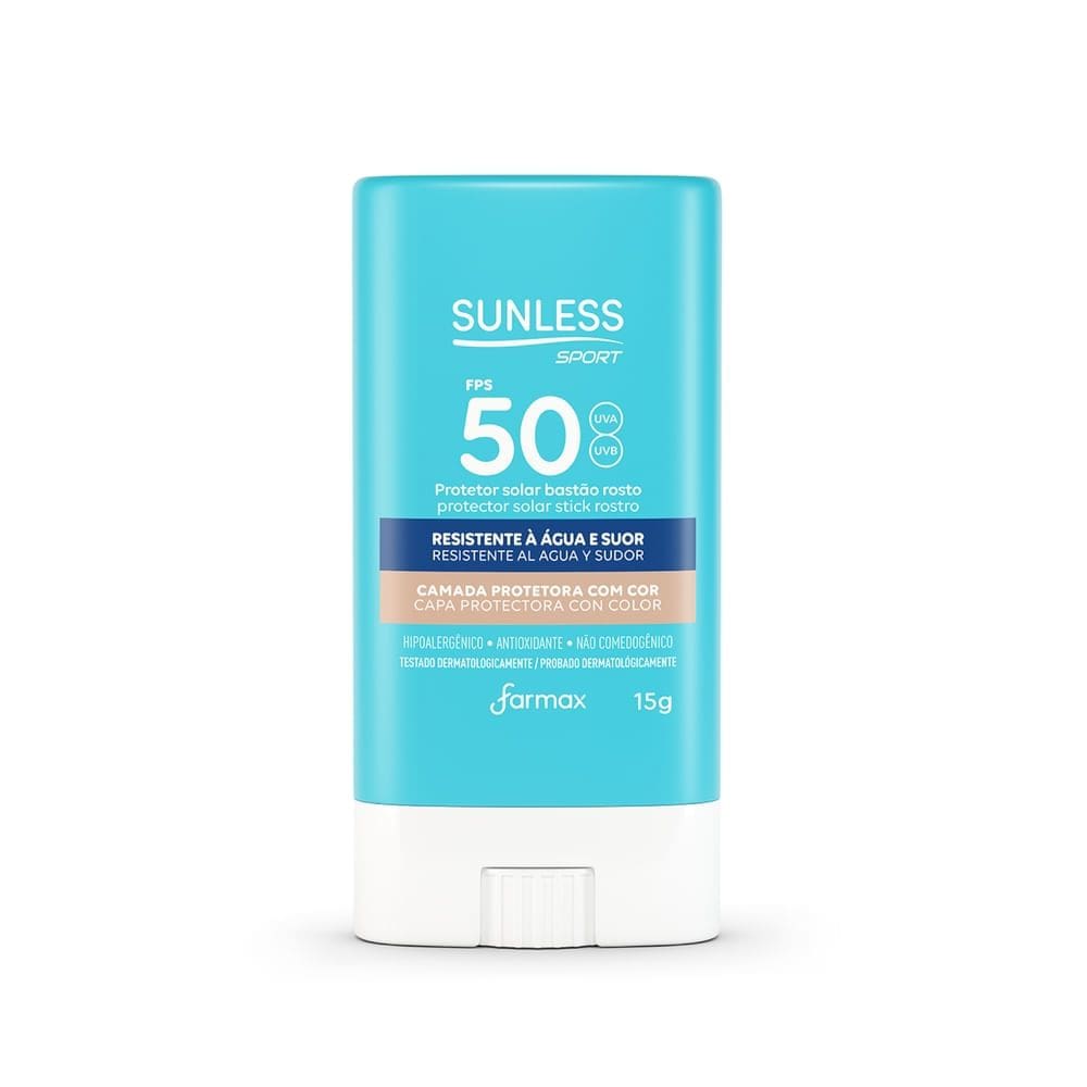 Protetor Solar Bastão Rosto Sunless Sport FPS 50 Camada Protetora com Cor 15g