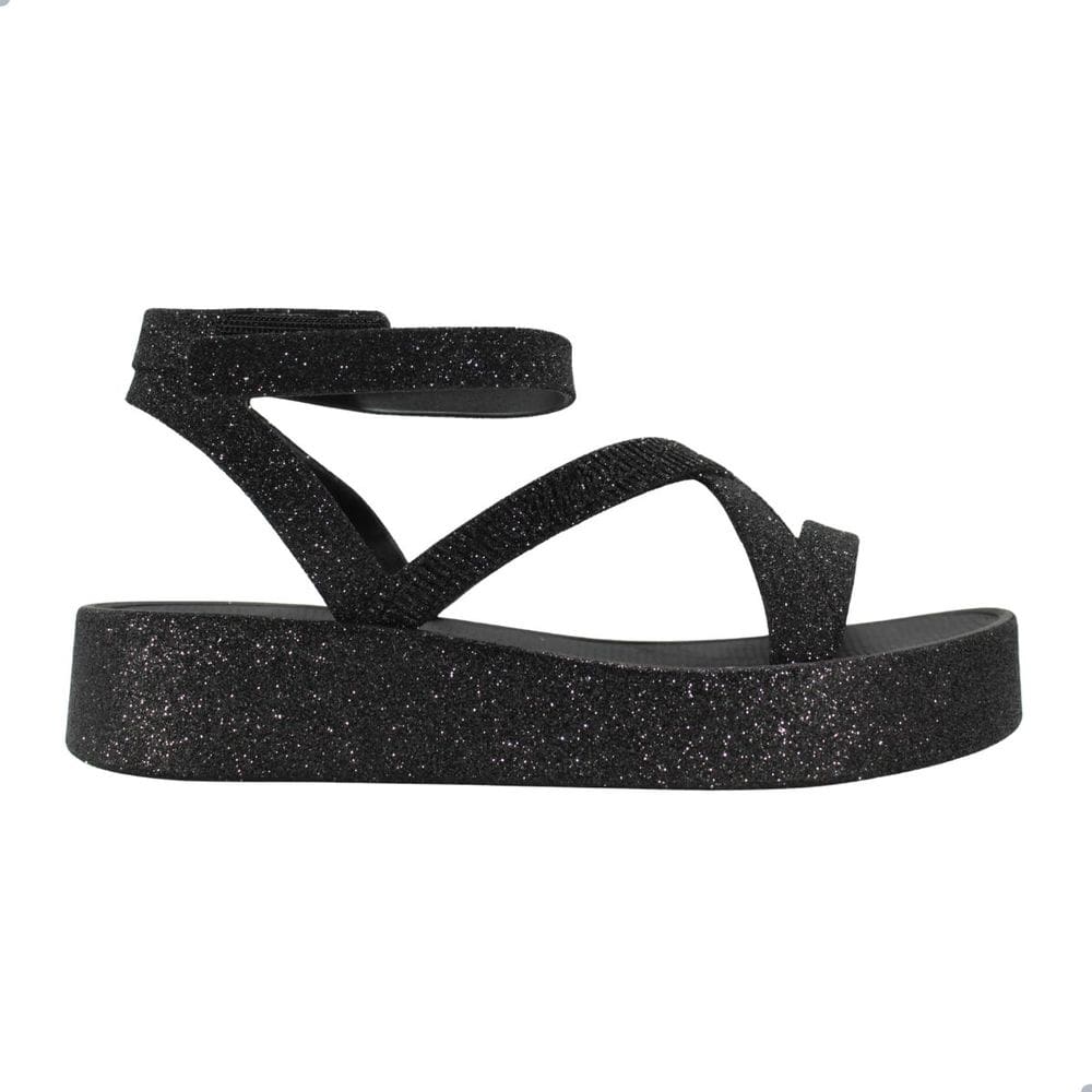 Sandália Melissa Sun Barra Platform Ii Adulto Preto/Preto Glitter