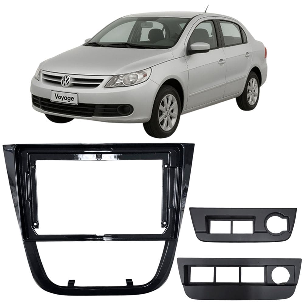 Moldura 9 Polegadas Gol Voyage G5 2009 à 2012 Black Piano Painel Central Multimidia Som
