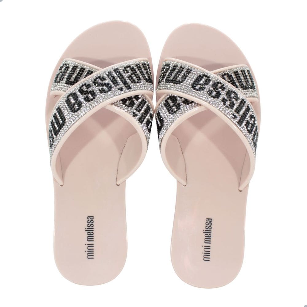 Tamanco Mini Melissa M-Lover Slide Deluxe Infantil Rosa/Cristal