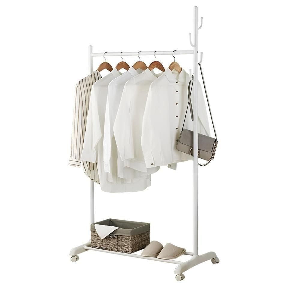 Arara Cabideiro E Sapateira Multiuso Branco Com Capacidade Para 30kg Pendurar Roupas, Chapéus E Organizar Acessórios