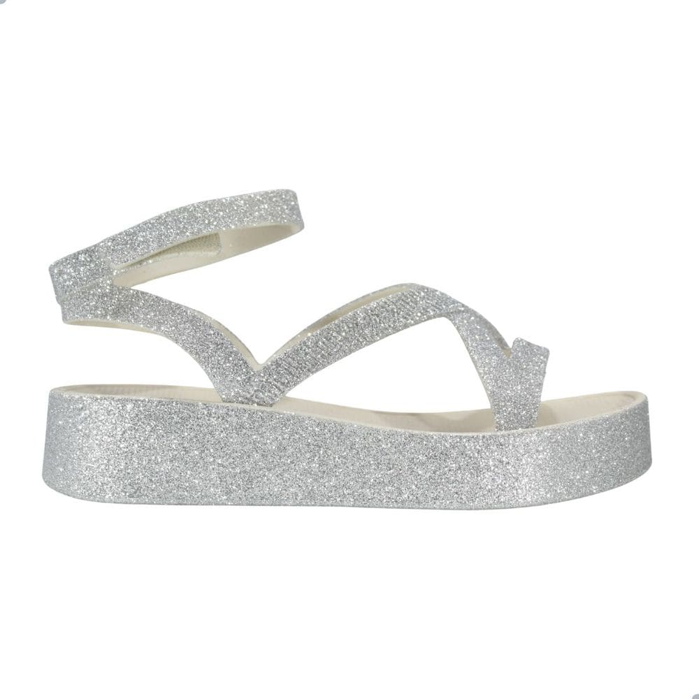 Sandália Melissa Sun Barra Platform II Adulto Bege/Bege Glitter