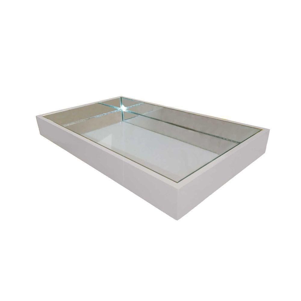Bandeja Espelhada Laqueada Decorativa Off White
